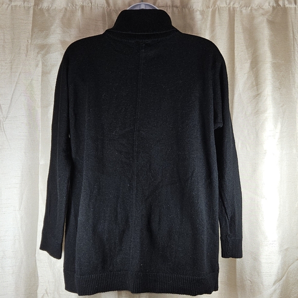 Talbots charcoal black Merino wool tunic turtleneck sweater Womens Medium - Picture 2 of 9